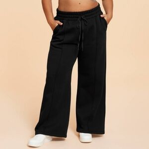 Women's Black Wide-Leg Joggers